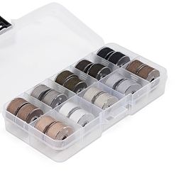Gray 20 Rolls 10 Colors Sewing Thread, Plastic Bobbins Sewing Machine Spools with Clear Storage Case Box, Gray, 0.4mm, about 38.28 Yards(35m)/Roll, 2 rolls/color