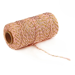 Pink 100M Macrame 2-Ply Cotton Braid Thread, with Spool, Round, Pink, 2mm, about 109.36 Yards(100m)/Roll