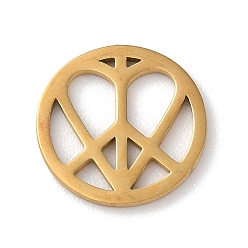 Golden 304 Stainless Steel Charms, Peace Sign with Heart, Golden, 12.5x1mm, Hole: 0.6mm