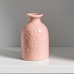 Pink Flower Pattern Mini Ceramic Floral Vases, Small Flower Bud Vases for Home Living Room Table, Wedding Centerpiece Decoration, Pink, 45x75mm, Inner Diameter: 20mm