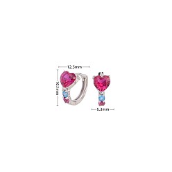 925 silver plated with white gold 925 Silver Heart-shaped Ruby Earrings - Fashionable and Elegant Jewelry