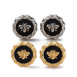 Golden & Stainless Steel Color 6 Pair 2 Color Bees Acrylic Stud Earrings, 304 Stainless Steel Earrings, Golden & Stainless Steel Color, 14mm, 3 Pair/color