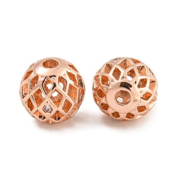 Розовое Золото Покрытие стойки латунь микропаве прозрачные кубические циркониевые бусины, без свинца и без кадмия, долговечный, розовое золото , 8x8 мм, отверстие : 1.8 мм