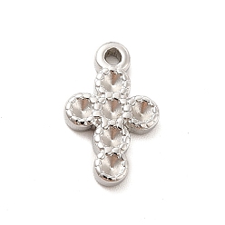 Stainless Steel Color 304 Stainless Steel Pendant Rhinestone Settings, Religion Cross, Stainless Steel Color, Fit For 2mm Rhinestone, 15.5x9.5x2mm, Hole: 1.2mm