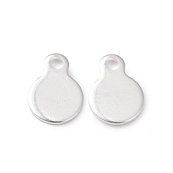 Silver 304 Stainless Steel Charms, Flat Round, Stamping Blank Tag, Silver, 7x5x0.6mm, Hole: 1mm