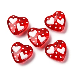 Белый Стеклянные эмалевые бусины, бусины ручной работы, Сердце звездочкой, белые, 20.5x19.5x9 мм, отверстие : 1.6 мм