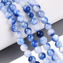 Royal Blue Natural Dyed Persian Jade Beads Strands, Smooth Round, Royal Blue, 6~6.5mm, Hole: 0.9~1mm, about 64pcs/strand, 15.55~15.75 inch(39.5~40cm)