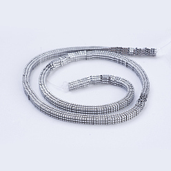 Platinum Plated Electroplate Non-magnetic Synthetic Hematite Beads Strands, Square, Platinum Plated, 4x4x1mm, Hole: 1mm, about 395pcs/strand, 15.5 inch(39.5cm)