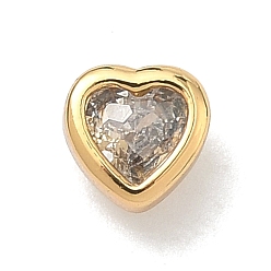 Прозрачный Кабошоны из кубического циркония в форме сердца из латуни с микропаве, стойки покрытие, долговечный, без свинца и без кадмия, реальный 18 k позолоченный, прозрачные, 5x5.5x3 мм