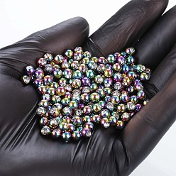Rainbow Color Perle d'haltère en strass en acier inoxydable, demi-trou, couleur arc en ciel, 30mm, Trou: 1.2mm