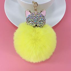 Cat Shape Сверкающий брелок-мишка с искусственным мехом для женских сумок и автомобилей