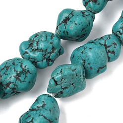 Смешанные камни Натуральный мрамор бисер нитей, самородки, окрашенные, 11.5~24x9~14x6.5~11 мм, отверстие : 1.1 мм, около 26~28 шт / нитка, 15.35''~16.06'' (39~40.4 см)