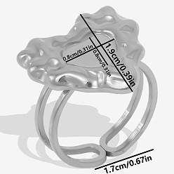 Серебро Сердце 304 нержавеющая сталь мода двухслойный манжета открытое кольцо для женщин, серебряные
