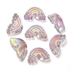 Violet UV Plating Rainbow Iridescent Acrylic Enamel Beads, Rainbow, Violet, 17x29x11mm, Hole: 3.5mm