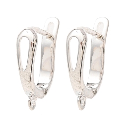 Platinum Brass Hoop Earring Findings, with Latch Back Closure, Platinum, 17x13mm, Pin: 1.5mm