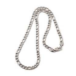 Нержавеющая Сталь Цвет 7мм 304 ожерелья из нержавеющей стали с цепочкой Фигаро для женщин и мужчин, не тускнеет, цвет нержавеющей стали, 23.62 дюйм (60 см)