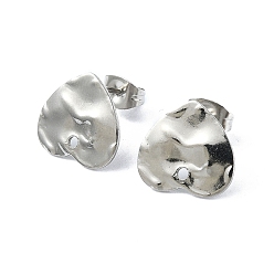 Heart 304 Stainless Steel Stud Earring Findings, Heart, 12x13.5mm, Hole: 1.4mm, Pin: 10.5x0.5mm