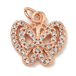 Розовое Золото Латунь с микропокрытием, долговечный, без свинца и без кадмия, бабочка, розовое золото , 13x13x2 мм, отверстие : 3.5 мм