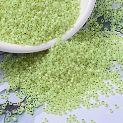 (RR675) Серебристый Шартрезский Опаловый Миюки круглые бусины рокайль, японский бисер, (rr 675) серебристый зеленовато-желтый опал, 11/0, 2x1.3 мм, отверстие : 0.8 мм, Около 1111 шт / 10 г