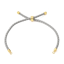 Gris Clair Fabrication de bracelets en cordon de cuir tressé en microfibre ronde ajustable, avec les accessoires en laiton, convient aux breloques de connecteur, gainsboro, 9.13x0.12 pouce (23.2x0.3 cm), Trou: 2mm