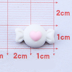 White Opaque Resin Cabochons, Candy with Heart, White, 10x17mm