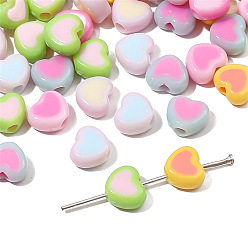 Mixed Color Acrylic Bicolor Heart Beads, for DIY Bracelet Necklace Handmade Jewelry Accessories, Mixed Color, 8x7mm, Hole: 2mm