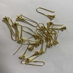 Золотой Латунные крючки для сережек, за половину пробурено бисера, золотые, 30x7 мм, отверстие : 5 мм, 18 датчик, штифты : 1 мм