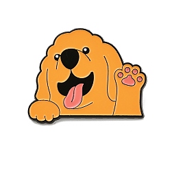 Оранжевый Булавки с эмалью для собак, булавки для лацканов из сплава для одежды рюкзака, оранжевые, чёрные, 28x35 мм