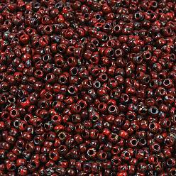 (RR4513) Непрозрачный Красный Пикассо Миюки круглые бусины рокайль, японский бисер, (rr 4513) непрозрачный красный Пикассо, 8/0, 3 мм, отверстие : 1 мм, Около 19000~20500 шт / фунт