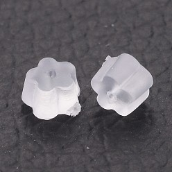 White Plastic Ear Nuts, Earring Backs, White, 4x2.5mm, Hole: 0.7mm