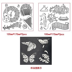 Musical Instruments Silhouette Paper, for Lighting Decoration, Paper Cut Light Box, Mermaid, Musical Instruments, 150x170mm, 4pcs/set