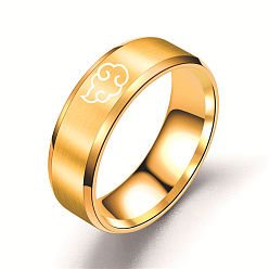 Golden Stainless Steel Auspicious Cloud Finger Ring for Women, Golden, US Size 5(15.7mm)