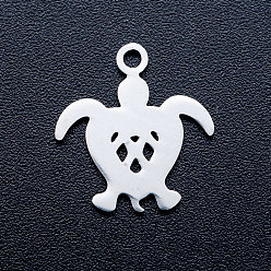Stainless Steel Color 201 Stainless Steel Pendants, Stamping Blank Tag Charms, Turtle, Stainless Steel Color, 15x14x1mm, Hole: 1.5mm