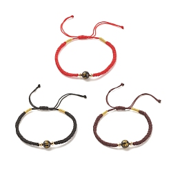Mixed Color 3Pcs Mala Beads Bracelets Set, Natural Obsidian Om Mani Padme Hum Beaded Bracelets for Women, Mixed Color, Inner Diameter: 2-1/8 inch(5.4cm)~3-1/2 inch(9cm), 1Pc/color