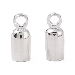 925 Sterling Silver Plated Brass Cord Ends, End Caps, Long-Lasting Plated, Column with Loop, 925 Sterling Silver Plated, 9.5x4mm, Hole: 1.6mm, Inner Diameter: 3mm