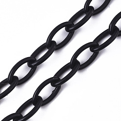 Black Opaque Acrylic Cable Chains, Horse Eye, Black, 13x8x2mm, 18.5 inch~19.29 inch(47~49cm)/strand
