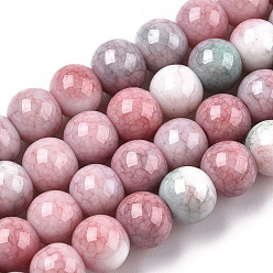 Indian Red Opaque Crackle Glass Round Beads Strands, Imitation Stones, Round, Indian Red, 8~9mm, Hole: 1.5mm, about 104~106pcs/strand, 30.31~31.10 inch(77~79cm)
