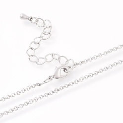 Platinum Brass Rolo Chain Necklaces Making, with Lobster Claw Clasps, Long-Lasting Plated, Platinum, 16.14 inch(410mm)
