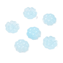 Light Sky Blue Gradient Color Transparent Glass Bead Cap, 5-Petal Flower, Light Sky Blue, 13x4.5mm, Hole: 1.4mm