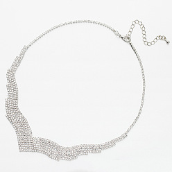 Plata Collar de clavícula de diamantes brillantes para la novia - accesorio de joyería de boda n32