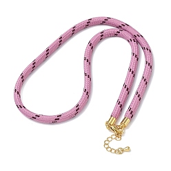 Old Rose Ployester Core-Wrapped Round Cord Necklace Making, with Brass Finding, Golden, Old Rose, 17.72x0.18 inch(45x0.45cm)
