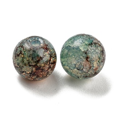 Teal Transparent Spray Painting Crackle Glass Beads, Round, Teal, 10mm, Hole: 1.6mm, 200pcs/bag