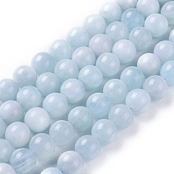 Aquamarine Natural Aquamarine Beads Strands, Round, 10~11mm, Hole: 1mm, about 38pcs/strand