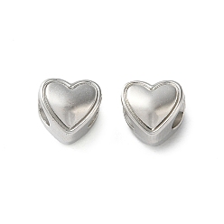 Платина Ccb пластиковые бусины esuropean, бусины с большим отверстием, сердце, платина, 8x7.5x8 мм, отверстие : 4.5 мм