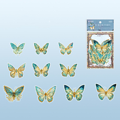 Teal 20Pcs PET Self Adhesive Butterfly Decorative Stickers, Waterproof Laser Butterfly Decals for Scrapbooking, Travel Diary Craft, Teal, 50~70mm