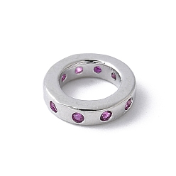 Фуксиновый Латунные микро проложить Цирконий Европейский бисером, плоско-круглые, стойки покрытие, долговечный, без свинца и без кадмия, красно-фиолетовые, 8.5x2 мм, отверстие : 5.5 мм
