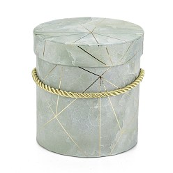 Medium Aquamarine Marble Texture Pattern Paper Flower Boxes, with Rope Handles, for Gift Packaging, Column, Medium Aquamarine, 10.1x10.6cm