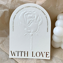 Arch Embossed Rose Flower Paper Display Cards, for Press on False Nails Display, with Word with Love, White, Arch, 10.7x8cm