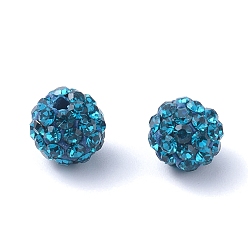 Zircon Bleu Perles de boule pave disco , Perles de strass d'argile polymère , Grade a, zircon bleu, pp 13 (1.9~2 mm), 10mm, Trou: 1mm
