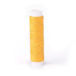 Gold Round Waxed Polyester Twisted Cord, Micro Macrame Cord, for Leather Projects, Bookbinding, Gold, 0.65mm, about 21.87 yards(20m)/roll